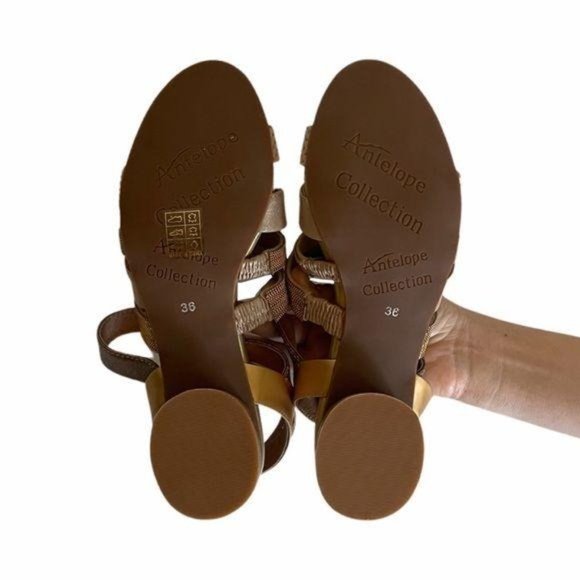 Antelope Multi Strap Taupe Metallic Leather Sandal - Picture 7 of 9